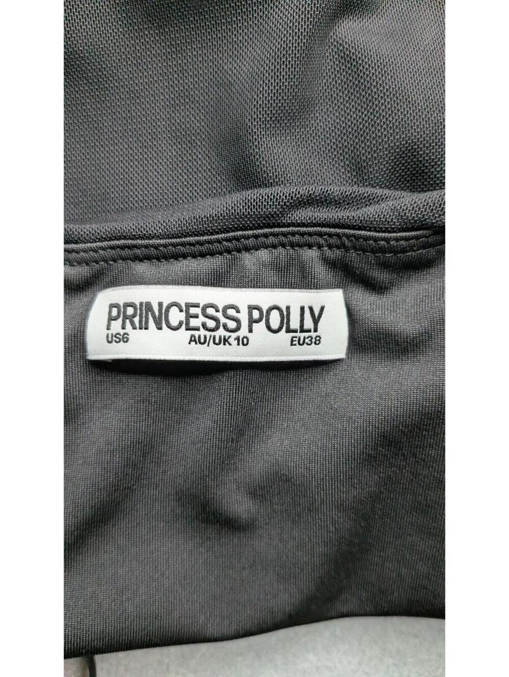 Princess Polly Bodysuit Womens 6 Black Off Shoulder Ruffle Mesh Thong Stretch - Picture 5 of 5